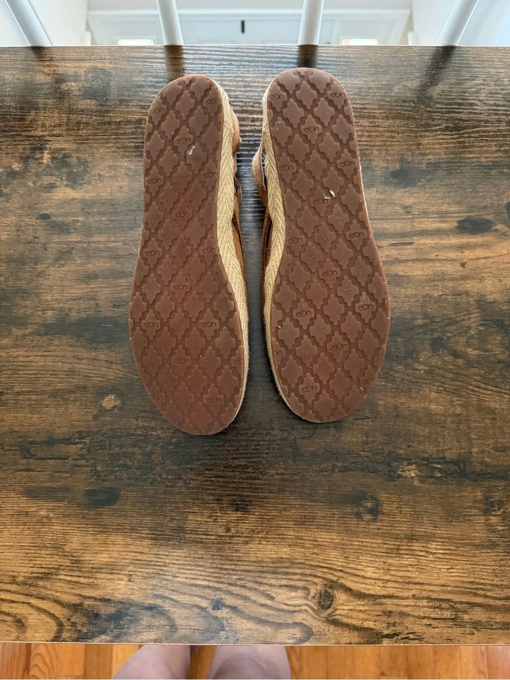 UGG Tan Leather Espadrille Slip-On Flats